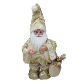 Papai Noel Musical Dourado e Branco 37,50cm - Ela Decora
